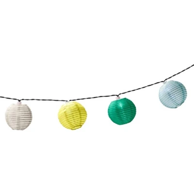 Afbeelding van Solar lampion tuinverlichting/feestverlichting wit, geel, groen, lichtblauw 3.5m Lichtsnoeren
