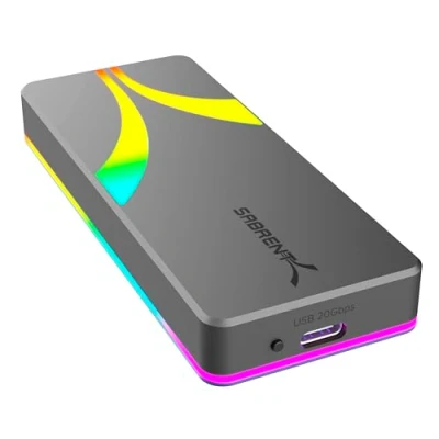 Afbeelding van SABRENT Rocket RGB USB C 20Gbps M.2 SATA/NVMe (EC RGBG) SSD behuizing