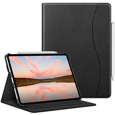 Afbeelding van FINTIE Hoesje compatibel met iPad Pro 11 inch (2022/2021/2020/2018, 4e/3e/2e/1e generatie) Foliohoes meerdere hoeken, potloodhouder en zak, automatisch waken/slapen, zwart