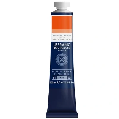 Afbeelding van Lefranc Bourgeois 301811 Fijne olieverf van uitstekende kwaliteit, lichtecht met een gelijkmatige consistentie, tube 200 ml, ideaal voor spieraammen, canvas, schilderbord Cadmiumoranje tint