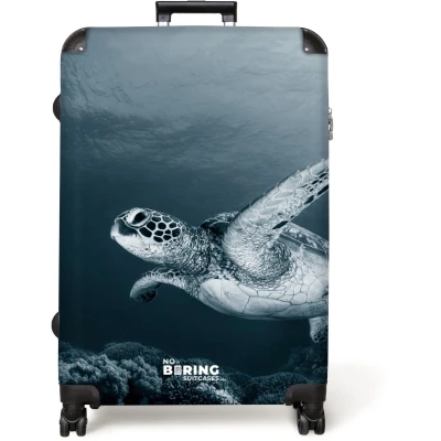 Afbeelding van NoBoringSuitcases.com® Koffer groot Reiskoffer lichtgewicht Schildpad Zee Blauw Dieren Rolkoffer met 4 wielen Grote trolley XL 98 liter bagage