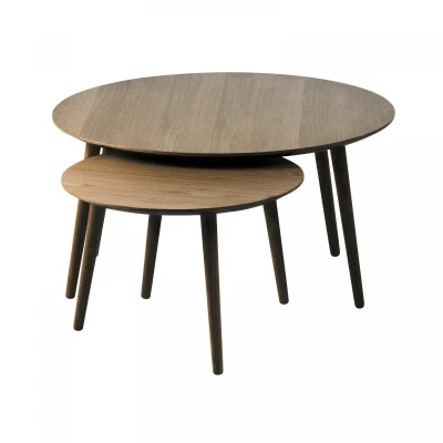 Afbeelding van Nordic Home Heidi ronde salontafels set van 2 bruin Hout