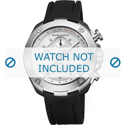 Afbeelding van Buddha to Horlogeband Zwart Rubber voor BTB.M.R.CH.02 BTB.M.R.CH.01 Horloges 21mm