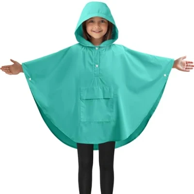 Afbeelding van JEMIDI unisex regenjas kind Van 6 tot 10 jaar kleur veranderende regenponcho Fietsponcho met draagtas Waterdicht en ademend Groen