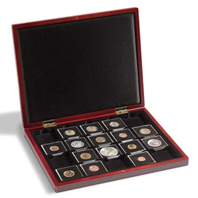 Afbeelding van Wooden coin presentation casewith 20 square blank fields, 50 x mm for QUADRUM, black