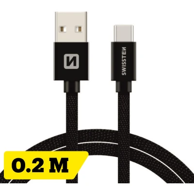 Afbeelding van Swissten USB C naar A Kabel 0.2M Zwart