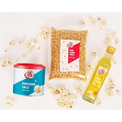 Afbeelding van Popcornloop Ingrediëntenset Butterfly maïs, 1000 g, popcornzout, 300 g popcornolie 250 ml voor popcorn thuis popcornmachine