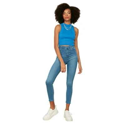 Afbeelding van Trendyol Marineblauwe Skinny Jeans Met Hoge Taille Twoss20Je0302