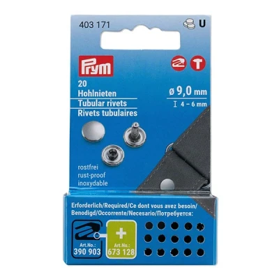 Afbeelding van Prym 403171 Holle nieten MS4 6mm zilverkleurig