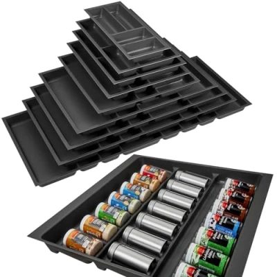 Afbeelding van ORGA BOX 3 Kruideninzet diepte: 473 x breedte: 491 mm antraciet met canvas structuur voor 60 cm laden, bijv. in Nobilia keukens vanaf 08.2012.