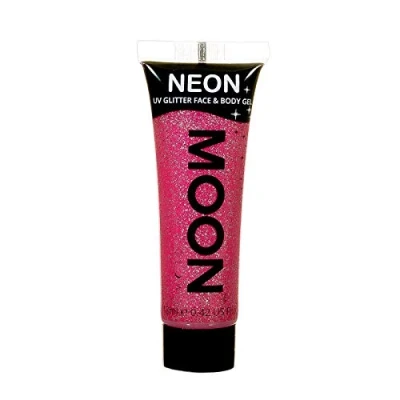 Afbeelding van Moon Glow Neon UV Glitter Gezichts en lichaamsgel Glinsterende gezichtsverf, robijnroze, 12 ml (1 verpakking)