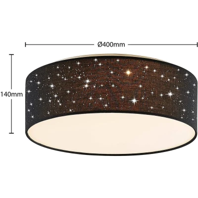 Afbeelding van Lindby LED plafondlamp CCT 1licht metaal, kunststof, textiel H: 14 cm zwart Inclusief lichtbron