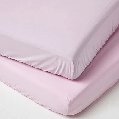 Afbeelding van Homescapes hoeslaken kinderbed 70 x 140 cm, draaddichtheid 200, set van 2, roze