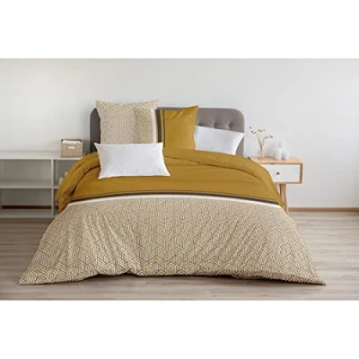 Afbeelding van Home Linge Passion Dekbedovertrek, 3 delig, 100% katoen, 57 draden/cm², tweepersoonsbed, 220 x 240 cm, Tilt Gold