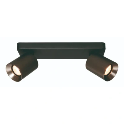 Afbeelding van Moderne industriële opbouwspot 2 lichts balk zwart/gunmetal Strano