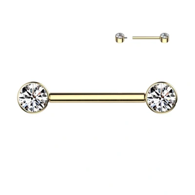 Afbeelding van Piercing titanium steen wit 14mm gold plated