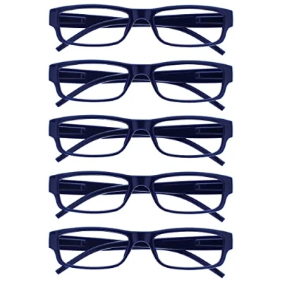Afbeelding van Leesbril Donkerblauw Waarde 5 Stuks Lichtgewicht Mannen Vrouwen RRRRR32 3 +3,50