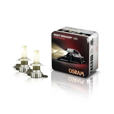 Afbeelding van OSRAM NIGHT BREAKER LED VINTAGE H4 + R2 adapter, 3000K, warmwitte kleurtemperatuur, tot 330% meer helderheid