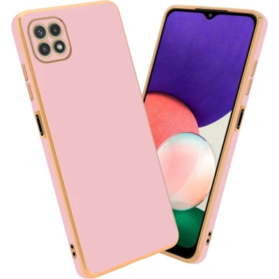Afbeelding van Cadorabo Hoesje geschikt voor Samsung Galaxy A22 5G in Glossy Roze Goud Beschermhoes Case Cover van flexibel TPU silicone en met camerabescherming