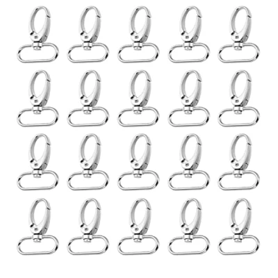 Afbeelding van 20 Stukken Sleutelhanger D ringen, Zink Legering Draaibare Sluitingen, Sleutelring Sluiting Draaibare, Gelden voor Sleutelhangers, Hond Riemen, Ophanging, Ambachten of Decoraties(Zilver)