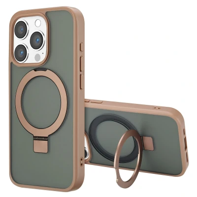 Afbeelding van Apple iPhone 15 Pro MagSafe Hoesje Kunststof Accezz Hardcase/Backcover Bruin Telefoonhoesje Shockproof/Valbescherming