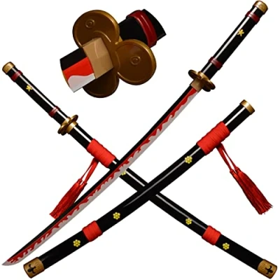 Afbeelding van LQZJG Anime Bamboe Zwaard Katana Cosplay，Roronoa Zoro Ame no Habakiri zwart，103 cm/40 inch