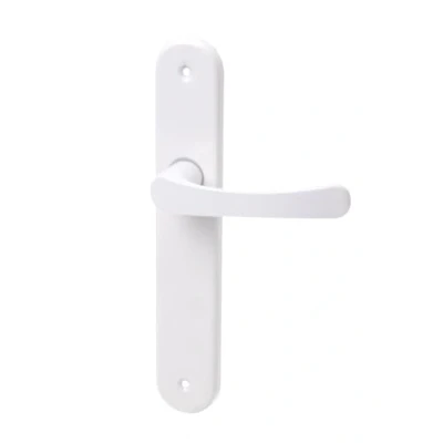 Afbeelding van Aqbau® Deurkrukset, lang schild, wit, deurkruk, deurgreep (zonder sleutelgat)