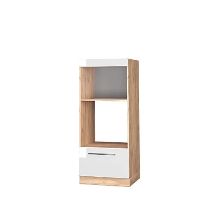 Afbeelding van Vicco Magnetronkast Fame Line, Wit Hoogglans/Bruin, 60 cm open