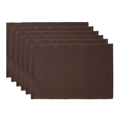 Afbeelding van DII Basic Everyday geribbeld tafelblad 100% katoen, placematset, 13x19, donkerbruin, 6 delig