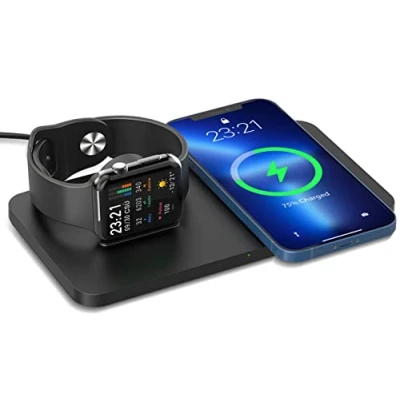 Afbeelding van ANSTA oplader, draadloze 2 in 1 inductie, laadstation, compatibel met Galaxy S22/S21/S20/Note 20/10, iPhone 14/14 Plus/13/12 Pro/12/11