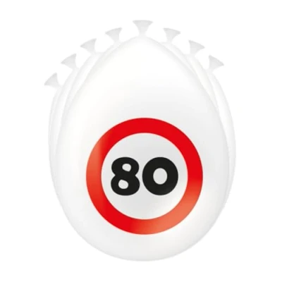 Afbeelding van PD Party 7032412 Feest Decoratie Ballonnen Speciaal Thema Viering Traffic Sign 80, Pak van 8, Veelkleurig, 30cm Lengte x Breedte Hoogte