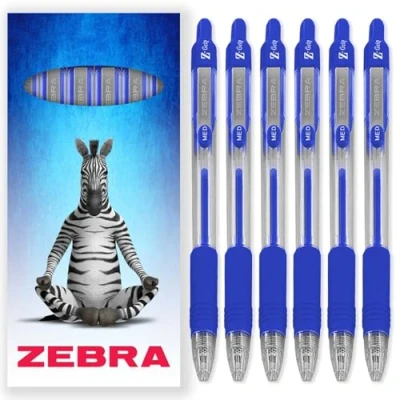 Afbeelding van Zebra Pen Z Grip Intrekbare balpennen 1,0 mm penpunt 6 stuks in kartonnen geschenkdoos school, schrijven, werk, kantoor (blauw)