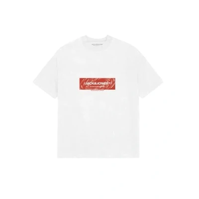 Afbeelding van Jack &amp; Jones Jcorecharge Front Print CREW NECK Tshirt print, Heren, Maat: Medium, Bright white