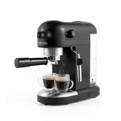 Afbeelding van Petra Espresso koffiezetapparaat met melkopschuimer, 1,4 liter, voor espresso&#039;s in barista stijl, BPA vrij, 1465W, zwart