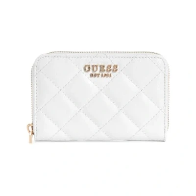 Afbeelding van GUESS Portemonnee Laurel SLG Medium Zip Around Wallet White Wit