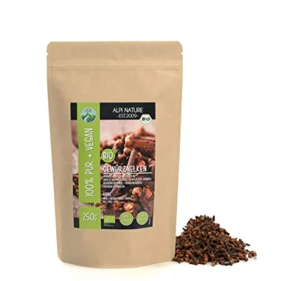 Afbeelding van biologische kruidnagelken volledig (250 g), kruidenankers in geheel, teelt, specerijennagelken, biologisch getest laboratorium, 100% zuiver en natuurlijk