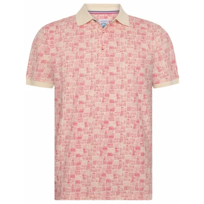 Afbeelding van A Fish Named Fred polo heren poloshirt normale fit roze geprint