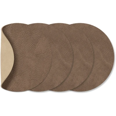 Afbeelding van LIND DNA Onderzetters Nupo Leer Brown / Sand dubbelzijdig 13 x 11 cm 4 Stuks
