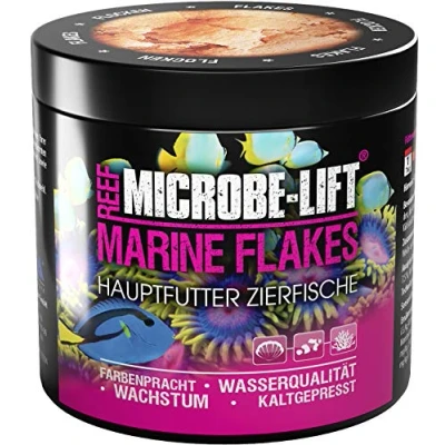 Afbeelding van MICROBE LIFT® Marine Flakes vlokkenvoer visvoer voor vissen in elk zeewateraquarium Koudgeperst voer, bevordert de kleurpracht, gezondheid en groei van Inhoud: 250 ml