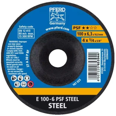 Afbeelding van PFERD 62010634 E 100 6 PSF STEEL/16,0 Afbraamschijf gebogen Diameter mm Boordiameter 16 Gietijzer, Staal, Gegoten staal 10 stuk(s)