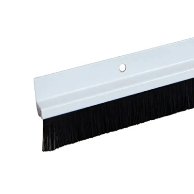 Afbeelding van Deurafdichting, deurborstel, afdeklijsten, borstelafdichting, 8 x deurafdichting van aluminium, wit, 1 meter, strip om vast te schroeven, borstel, tochtstopper, tochtstopper voor deuren