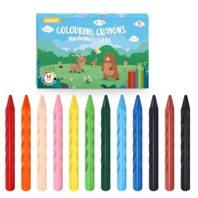 Afbeelding van ECHOCUBE 12 Pastelli per Colorare Bambini, Lavabili la Scuola, Pittura e Fai da Te, a Cera Atossici Bambini Piccoli, Set di Buste Omaggio