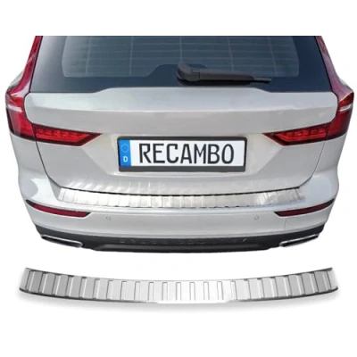 Afbeelding van RECAMBO Bumperbescherming roestvrij staal hoogglans gepolijst, chroom look compatibel met Volvo V60 2 BJ vanaf 2018 styling en bescherming voor de bumper