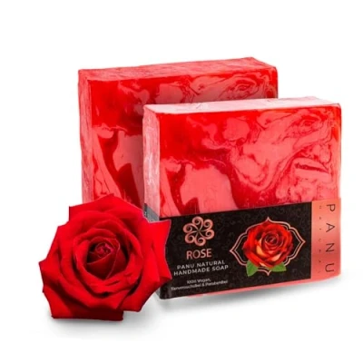 Afbeelding van Panu Soaps Rose Veganistische douchezeep voor alle huidtypes Natuurlijke zeep als vaste douchegel en shampoo Premium Soap Bar