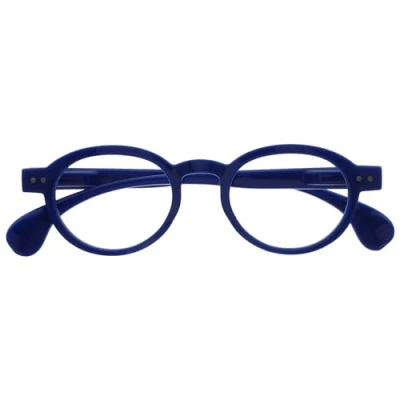Afbeelding van OPULIZE OCA Leesbril Modern Retro Rond Montuur Glanzend Blauw Heren Dames Veerscharnieren R54 3 +3.50