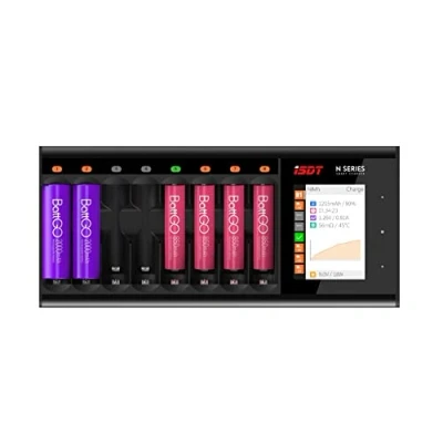 Afbeelding van ISDT N8 batterijlader, acculader, universeel lcd display snellader, oplader voor 8 accu&#039;s NI MH Cd AA AAA Li lon LiHv LiFePO4 Eneloop (8 sleuven)