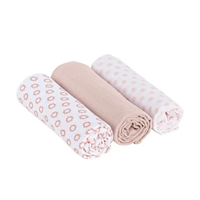 Afbeelding van Lässig Hydrofiele luier swaddle doek Stars licht rose 3 stuks 85x85 cm
