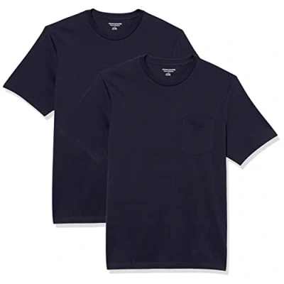 Afbeelding van Amazon Essentials Heren Regular Fit T shirt met korte mouwen en ronde hals, 2 stuks, marineblauw, XS