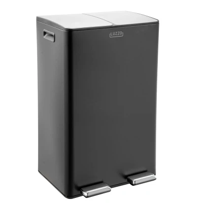 Afbeelding van Afvalscheidingsprullenbak Pedaalemmer 2x30 Ltr Zwart Koopjedeal.nl Altijd de beste deal