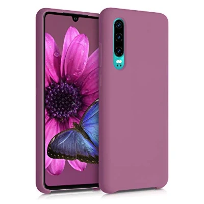 Afbeelding van kwmobile telefoonhoesje geschikt voor Huawei P30 Hoesje met siliconen coating Smartphone case in donkerroze